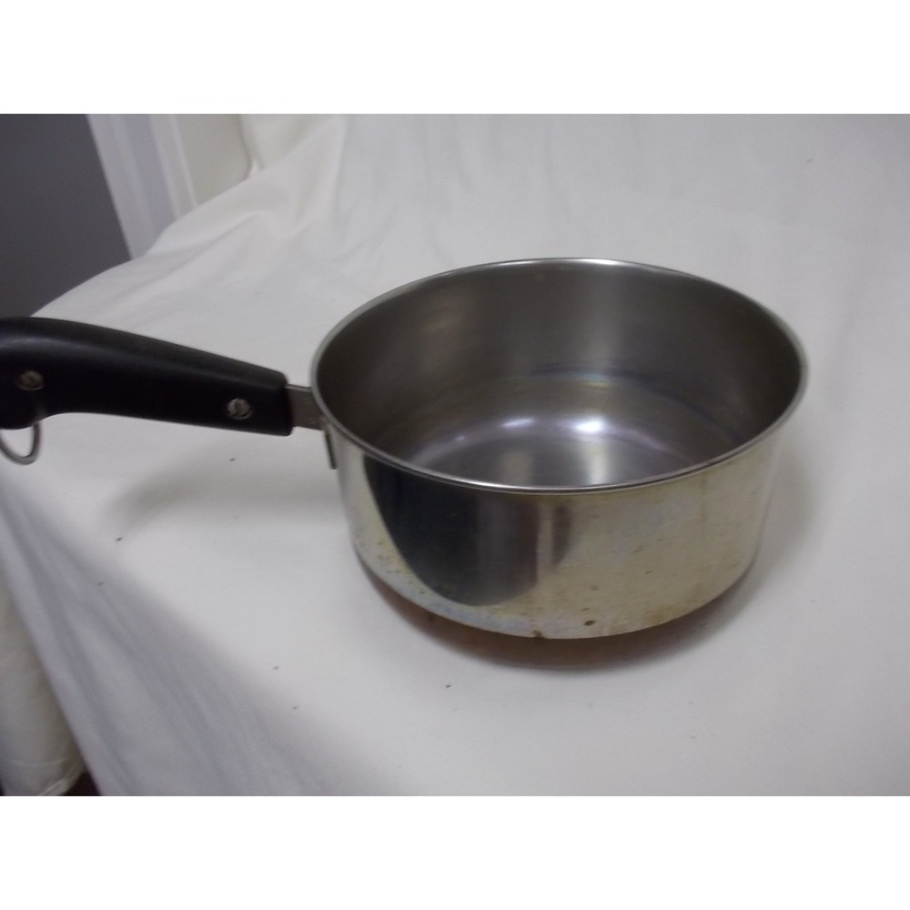 Vintage Revere Ware 1801 Copper Clad Stainless Steel Saucepan w/ Bakelite Handle